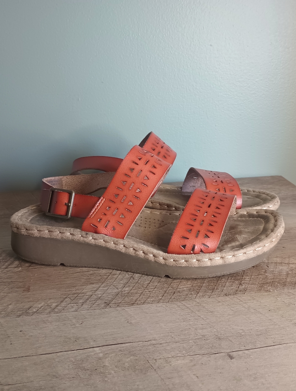 Earth Spirit Womens Laser Cut Comfort Slingback Sandals 9.5 Vegan Bohemian